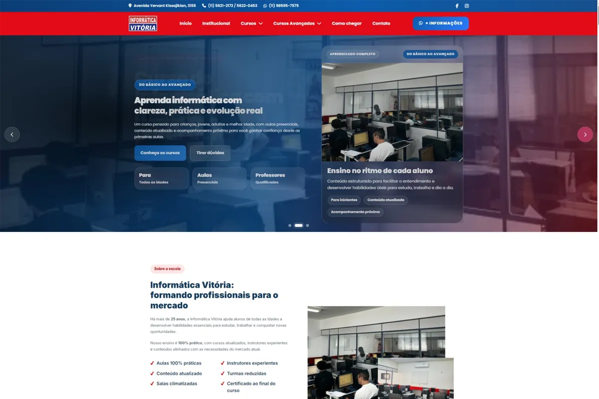 Site Informática Vitória desenvolvido pela 2KBytes